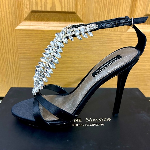 Adrienne Maloof for Charles Jourdan black sparkly size 7/12 heels - Picture 1 of 6